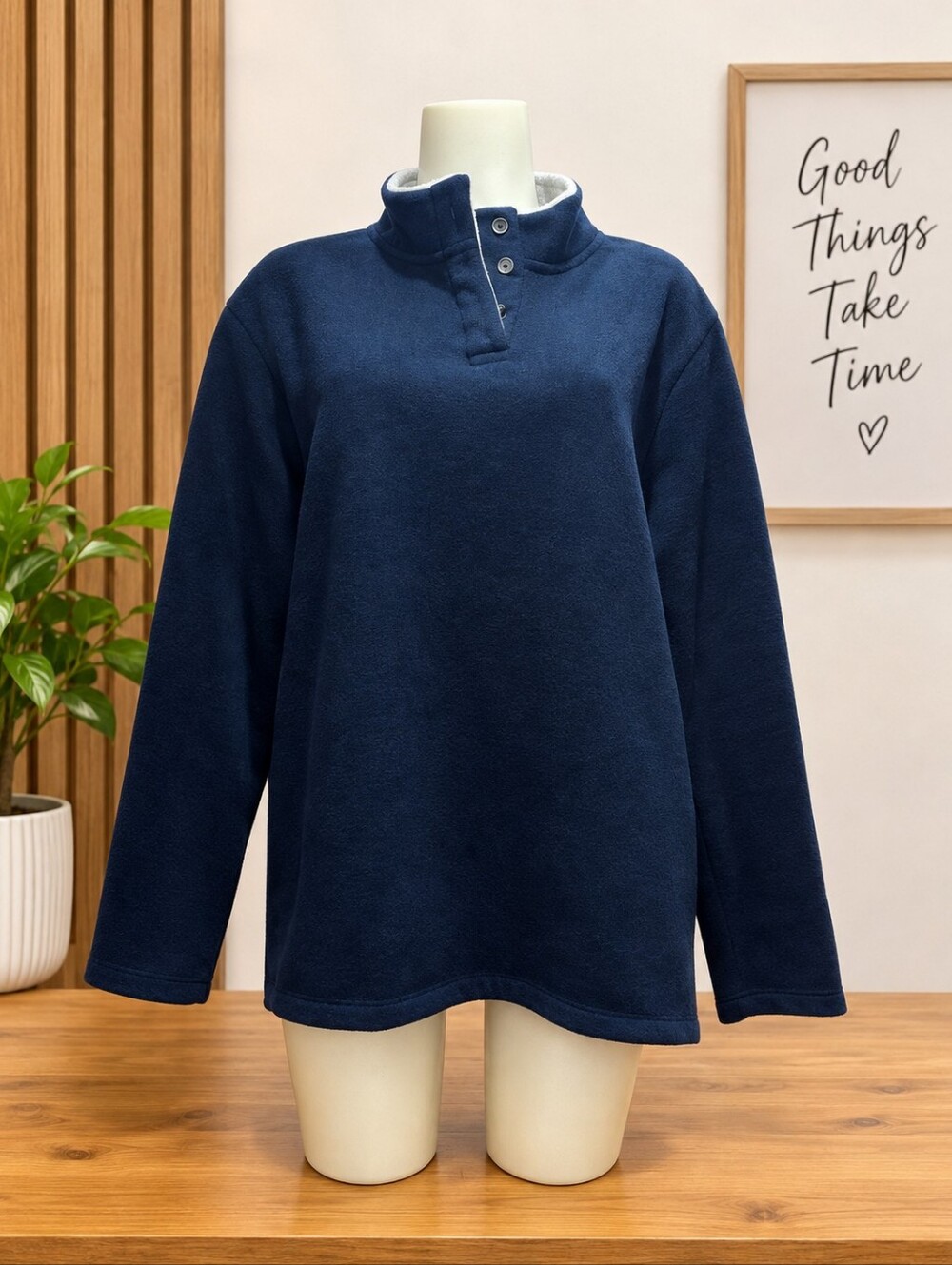 George Blue & Gray Long Sleeve Mock Neck Sweater Top – Size XXL Plus
